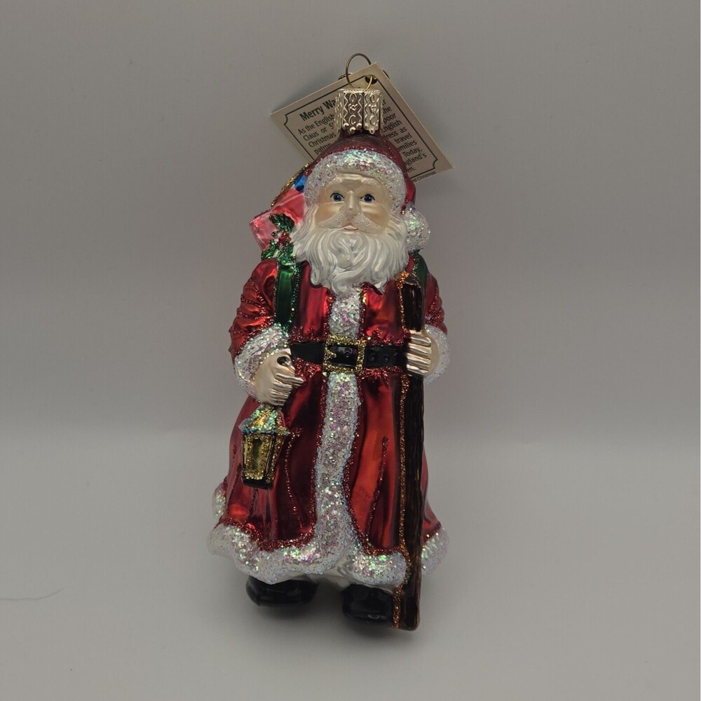 2004 Old World Christmas Blown Glass Tree Ornament Merry Wanderer English Santa